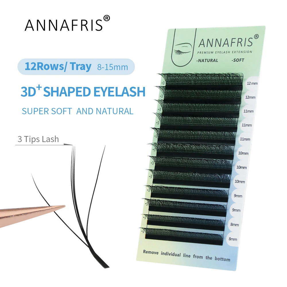 Eyelash Extension Human Hair - ANNAFRIS 3D W ثلاثة الأساسية رمش