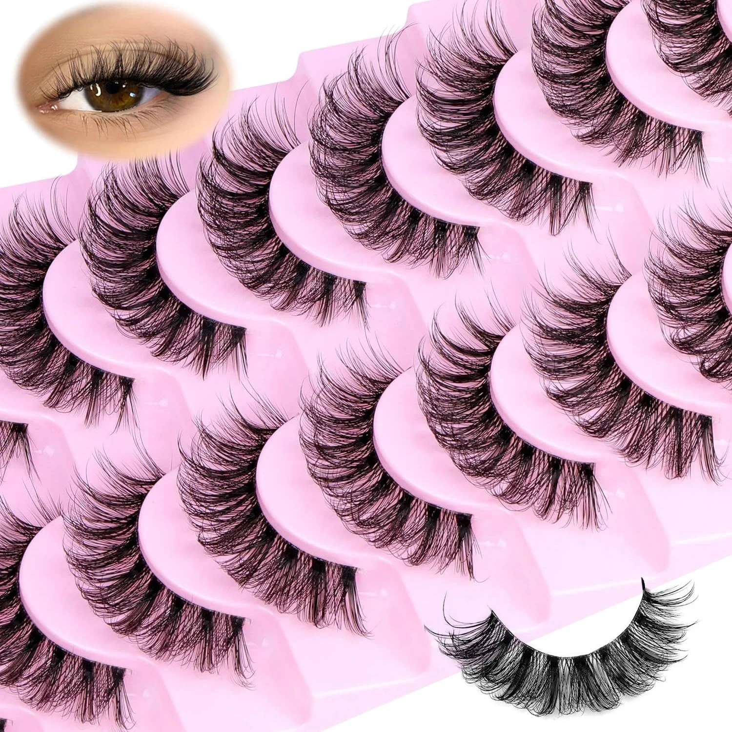 Eyelash Extension Human Hair - 10 أزواج من الرموش الصناعية الرقيقة
