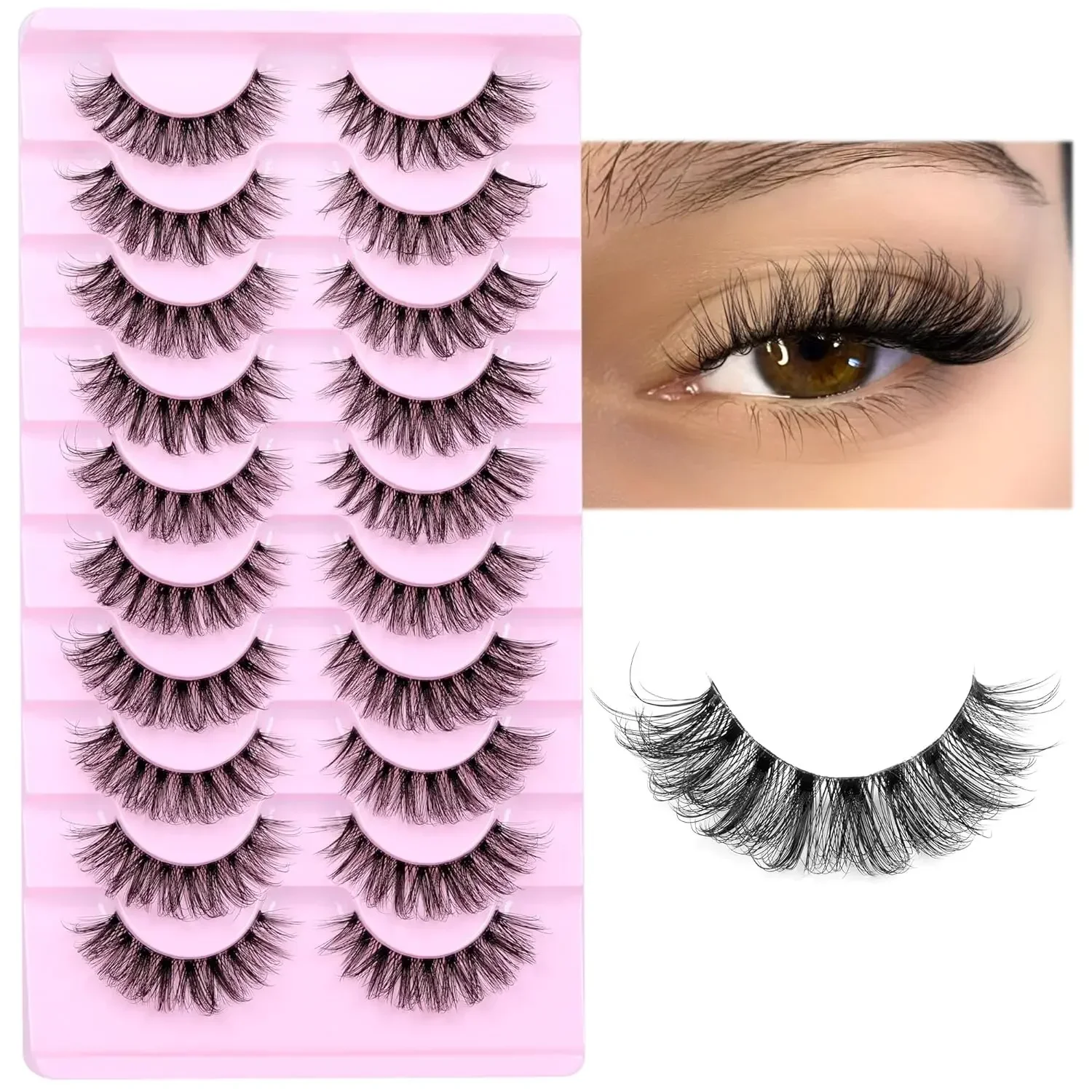 10 أزواج من الرموش الصناعية ال - مراجعة Eyelash Extension Human Hair وسعره