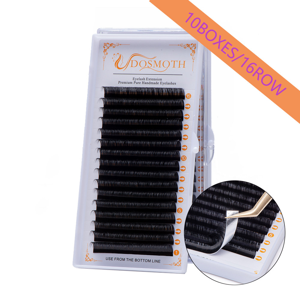 DOSMOTH 10 صناديق 16 صفوف 7-16 - مراجعة Eyelash Extension Human Hair وسعره